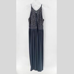 NW Woman Gray Sequin Keyhole Spaghetti Strap Evening Gown Dress Size 14W FLAWED